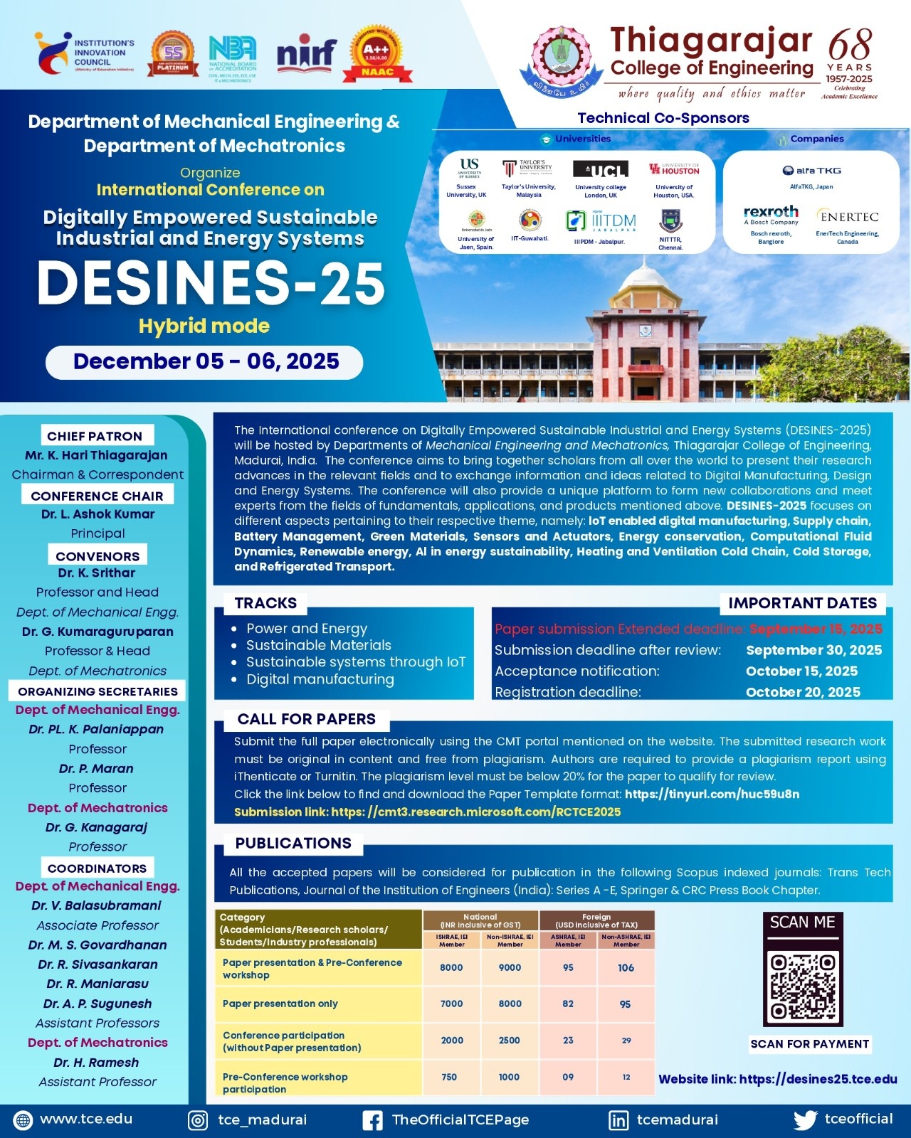 International Conference on Digitally Empowered Sustainable INdustiral and Energy Systems - DESINES'25