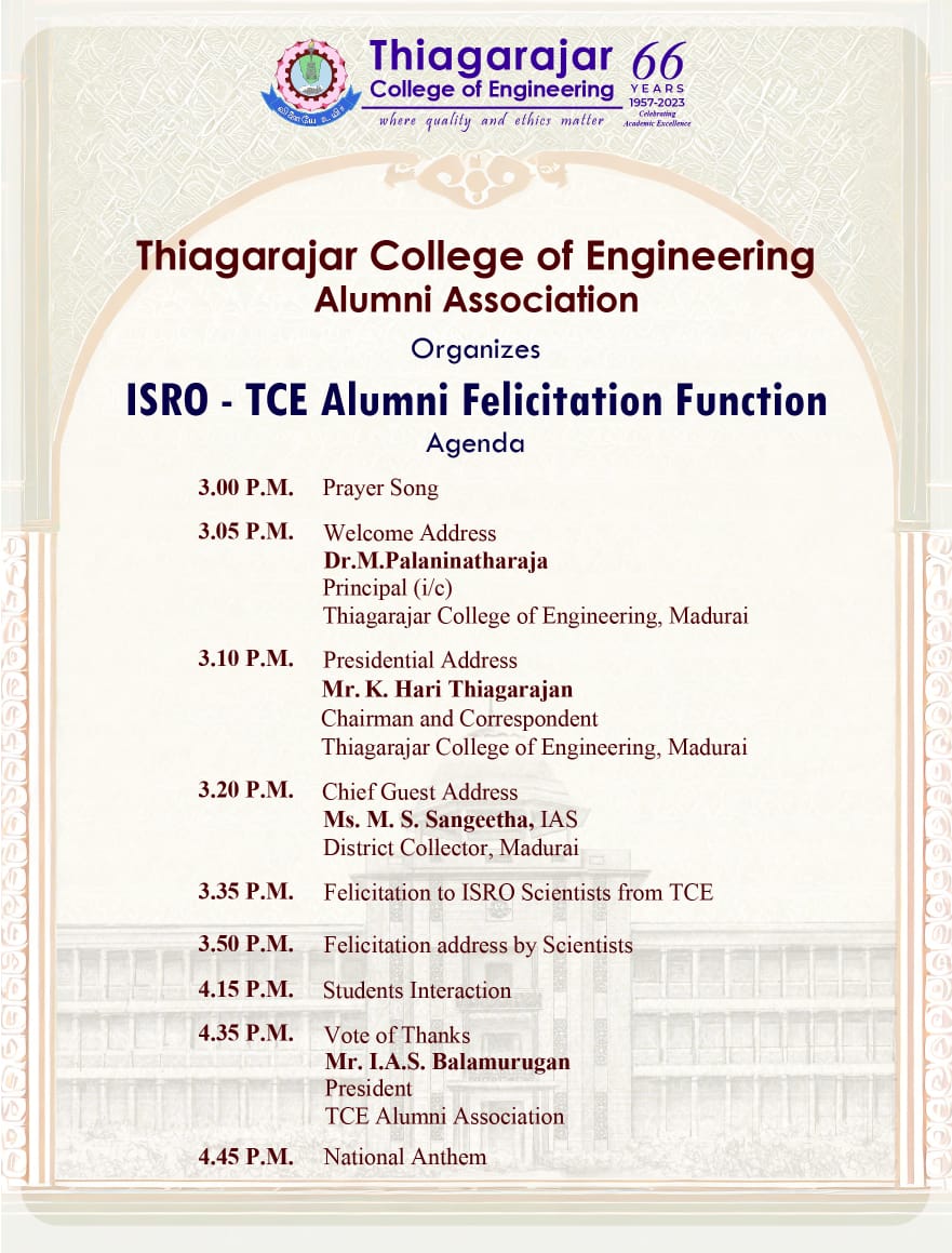 ISRO - TCE Alumni Felicitation Function