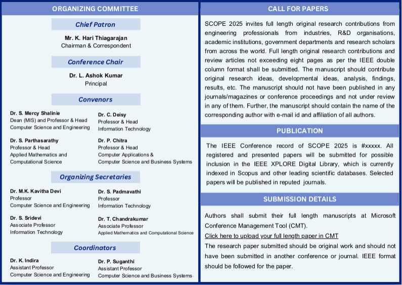 International Conference on Sustainable Computing and Optimized Practices for Excellence-SCOPE 2025