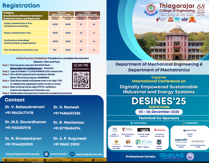 International Conference on Digitally Empowered Sustainable INdustiral and Energy Systems - DESINES'25
