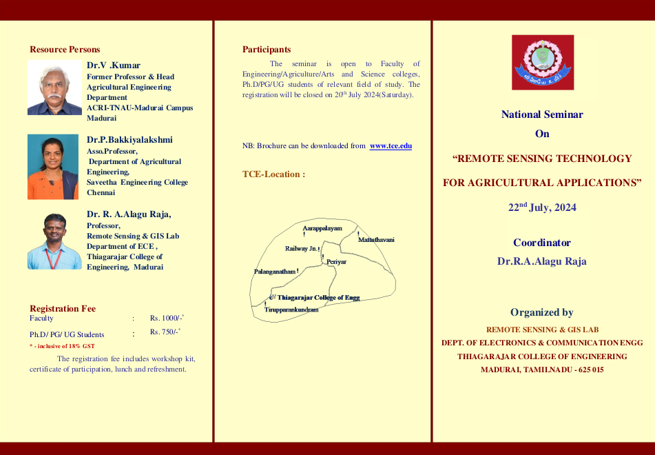  National Seminar on Remote Sensing Technology for Agricultural Applications