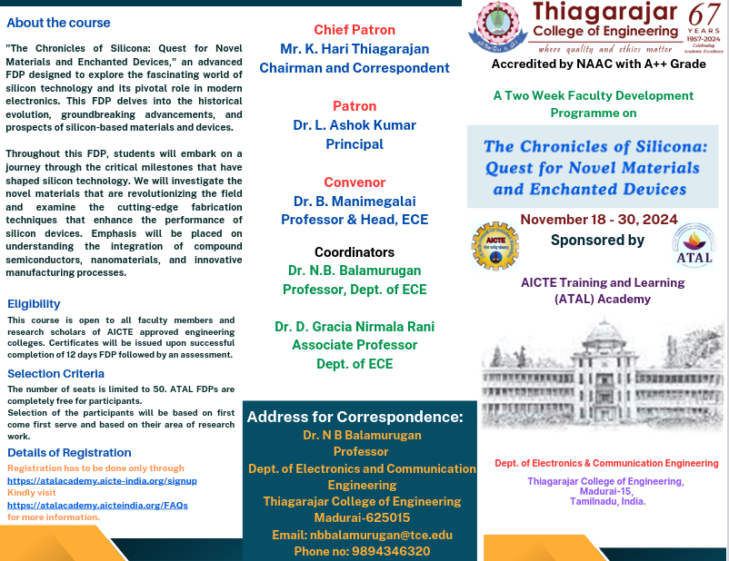 AICTE 12 Days - Advanced ATAL FDP on The Chronicles of Silicona: Quest for Novel Materials and Enchanted Devices