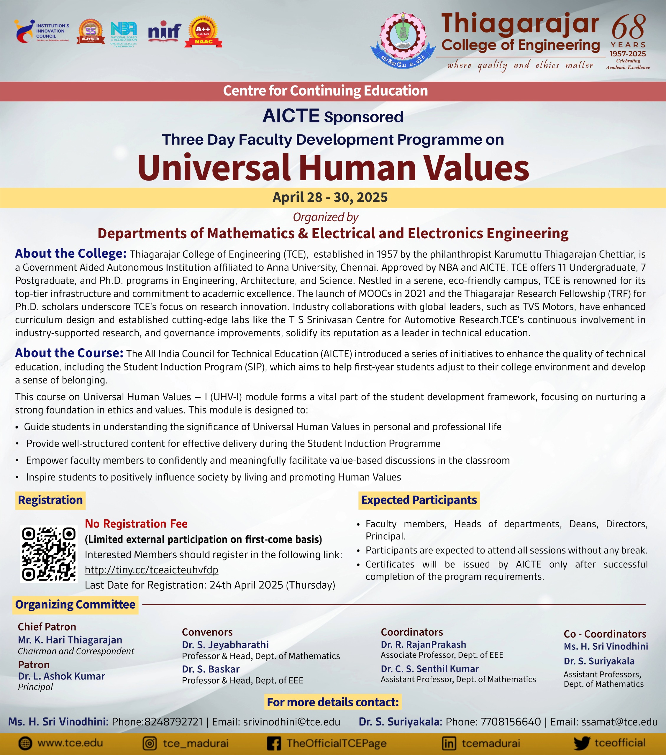 Three-Day FDP on Universal Human Values