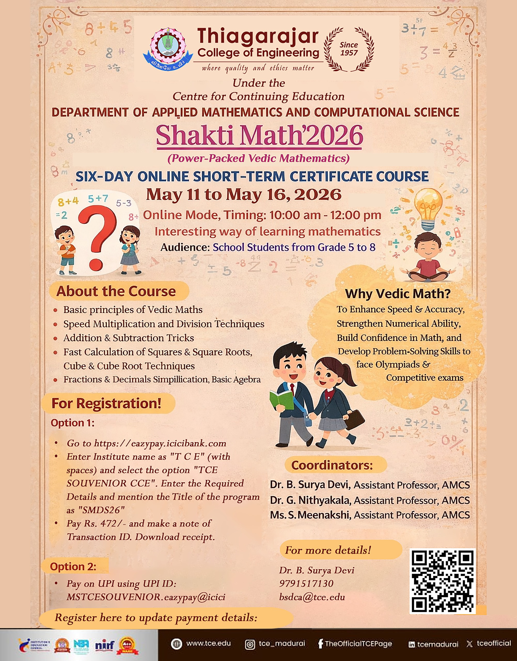 A Six-Day Online Course for Young Students (5th to 8th grade School Students)