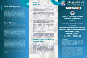 Short-Term Certification Course for School Students Unleashing Mathematical Wisdom: Hands-on training on Mathematical Software for Young Learners (UMW)