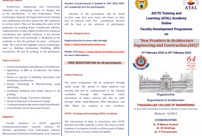 ATAL Sponsored FDP on New Frontiers in Architecture,Engineering and Construction