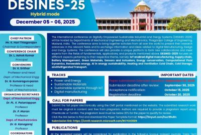 International Conference on Digitally Empowered Sustainable INdustiral and Energy Systems - DESINES'25