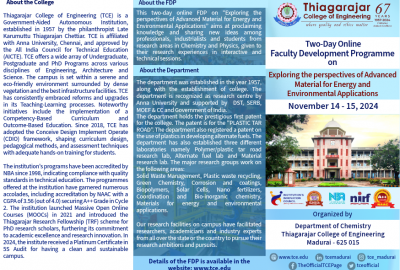 FDP on Exploring the perspectives of Advanced Material for Energy and Environmental Applications