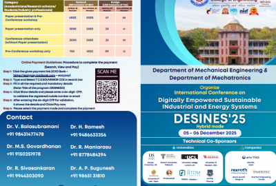 International Conference on Digitally Empowered Sustainable INdustiral and Energy Systems - DESINES'25