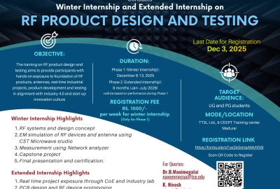 Winter Internship and Extended Internship Programme on “RF Product Design and Testing”